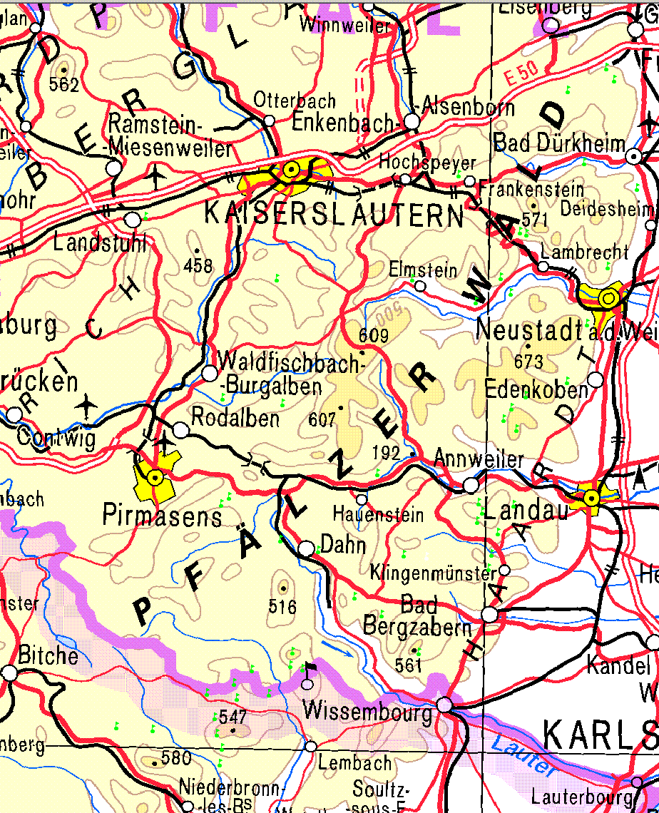 Landkarte Pfalz