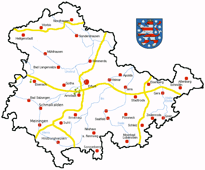 Landkarte Thüringen